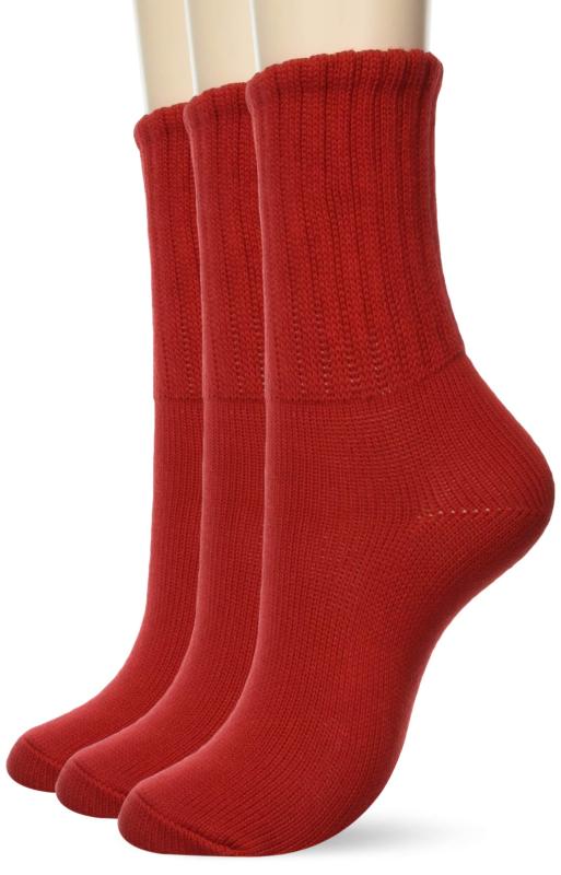[癒足]レディース レッドパワーソックス無地厚地 3足セット