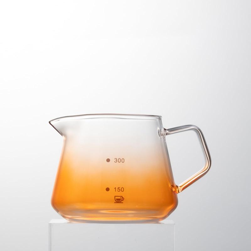 JIKANNOYA コーヒーポット 割れない 高ホウ素シリカガラス材料 耐熱ガラス 直火対応 耐寒性 ハンドル付き コーヒーサーバー 目盛あり ..