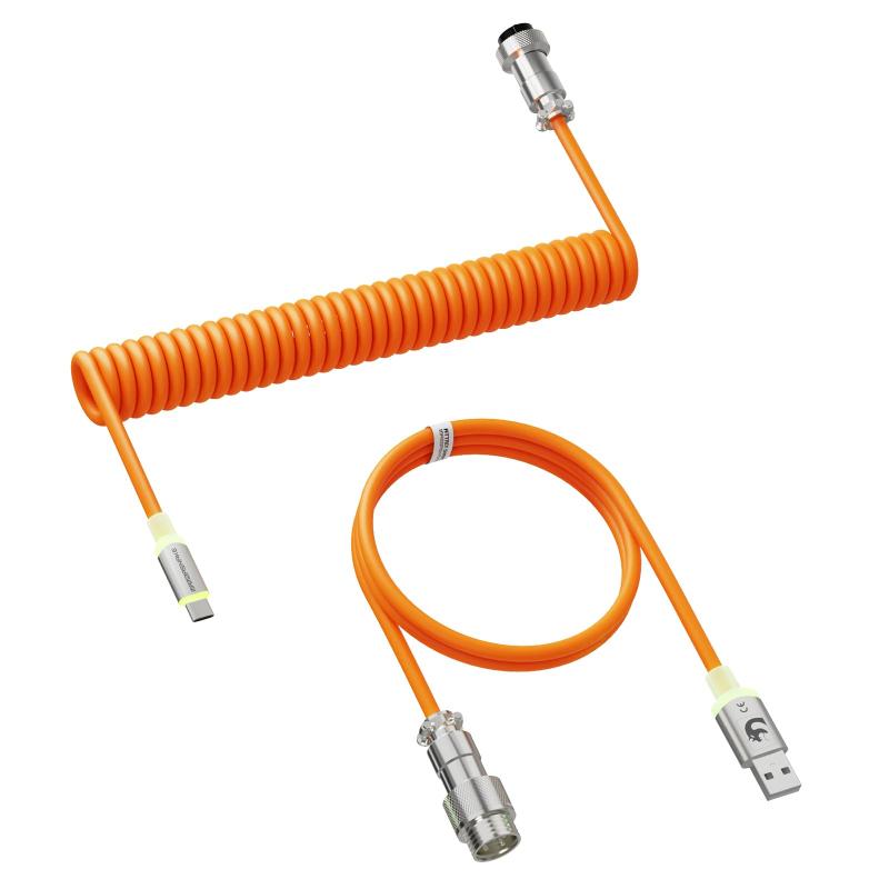 MAMBASNAKE C01ULTRA USBケーブル RGBコイル キーボードケーブル [USB-A - USB-C] 4ピンインターフェース伝導カーネル データ転送 超高速反応 8000Hz対応 金属航空コネクター 航空プラグ搭載 有線 メカニ