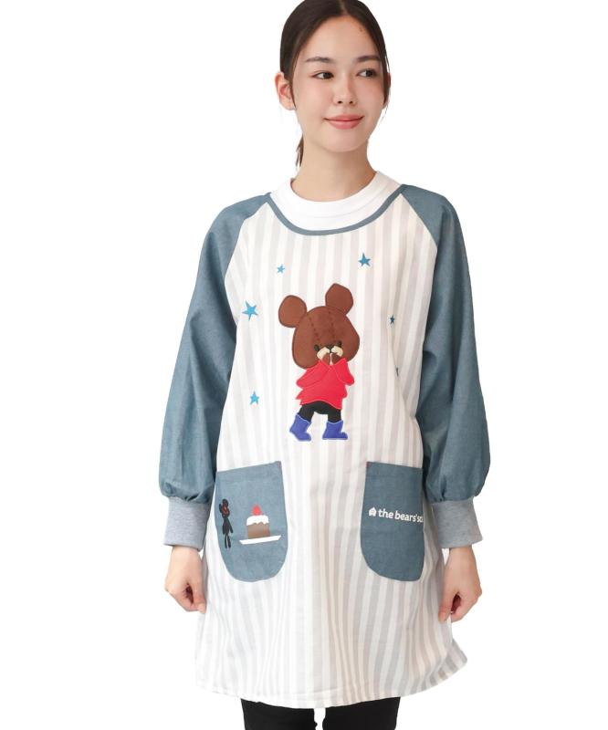 Rakuten - [ON NISHIKI] くまのがっこう ジャッキー 割烹着 かっぽう着 保育士 レディース 刺繍 アップリケ 綿ポリ 速乾 シワになりにくい 後ろ開き スモック キャラクターエプロン ja43989