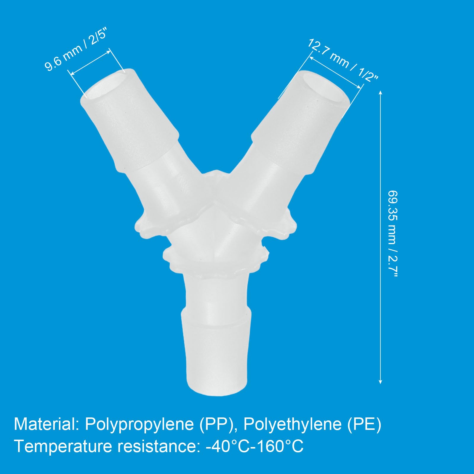 PATIKIL 1/2インチ プラスチック ホースバーブ継手 10個パック Y字型 3ウェイ イコールバーブジョイント スプライサーメンダー ユニオンカプラ アダプター 2.7インチ ガス 液体 空気 ライン チュ