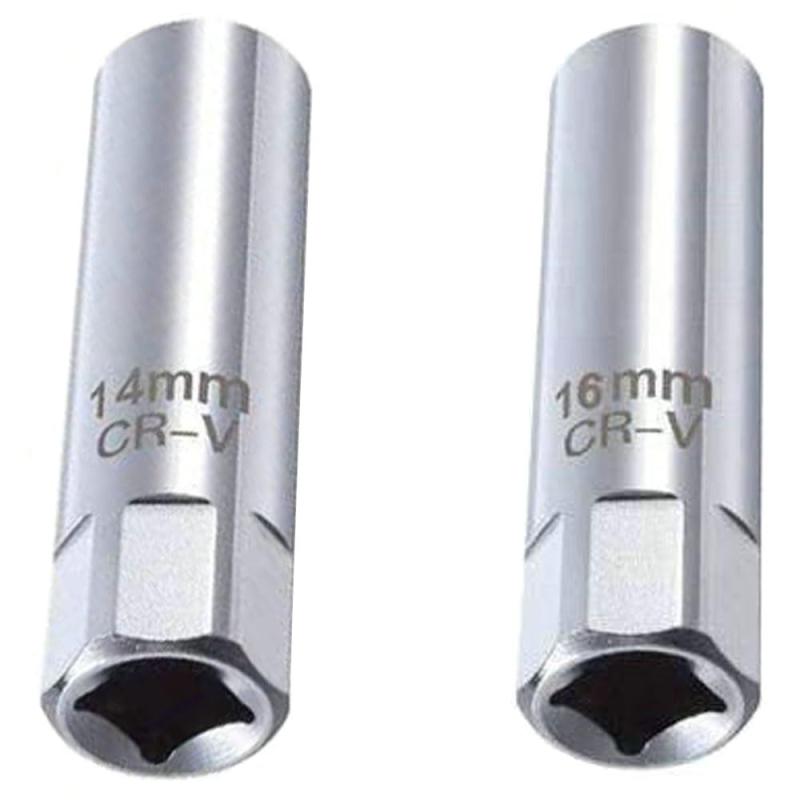Rakuten - スパークプラグスパナ ユニバーサルソケット スパークプラグソケット スパークプラグスパナ 14mm/16mm 取外し工具 薄肉2点セット シルバー