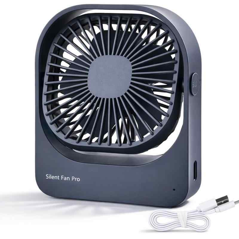 Electric Fan - Mottinhill 卓上扇風機 デスクトップ 静音ファン ワイヤレス - 360°回転 3段階の速度設定 長持ち ポータブル冷却ファン オフィス、自宅、寮用 - F102 (グレー)