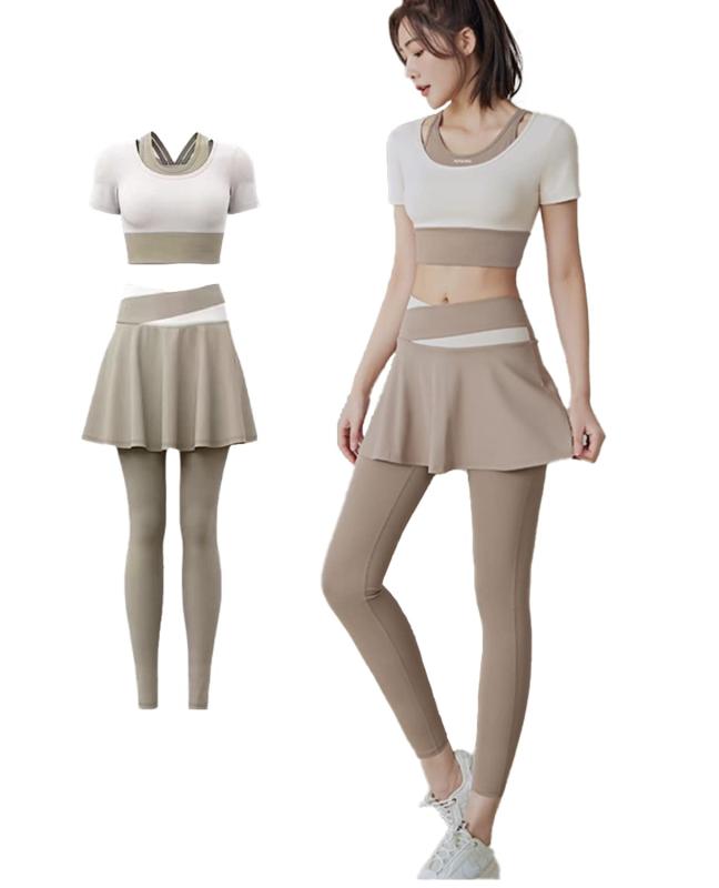 [Kayuuhin] スポーツウェア レディース 上下セット ヨガウェア トップス スポーツブラ 速乾性 カップ付き レギンス ストレッチ ヨガパンツ おしゃれ 通気性 伸縮性 快適な動き