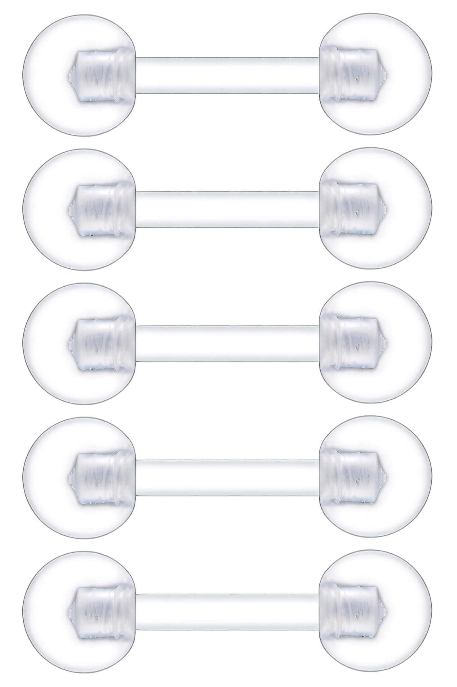  フロム ダ ファクトリー シークレットピアスシリーズ アクリル ストレートバーベル 5本セット 軟骨ピアス (14G, シャフト6mm, ボール4mm,カラー クリア)