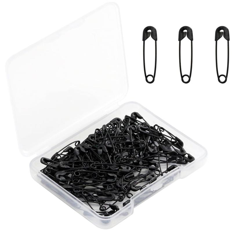 金属安全ピン ブラック安全ピン ネクタイピン キルトピン ソーイングピン ブローチピン クラフト 収納ケース付き DIY タグ スカーフ タグ ショール 19 mm 120pcs ブラック