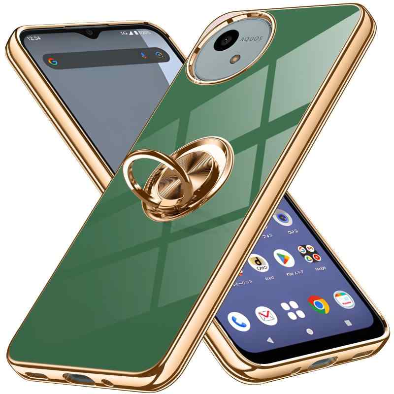 AQUOS wish3 SH-53D ケース リング付き アクオス ウィッシュ3 A302SH / SH-M25 / SoftBank 用 カバー Uovon スマホケース スタンド機能 薄い 車載ホルダー 対応 携帯カバー 軽量 ストラップ穴付き おし