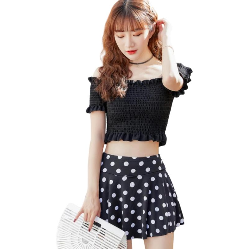 [Moerstar] 水着 レディース タンキニ 2点セット オフショルダー ビキニ 体型カバー 肩だし フリル ショーツ 二の腕 露出控えめ 高校生 大人 セパレート水着 おしゃれ 盛れる プール 温泉 海水