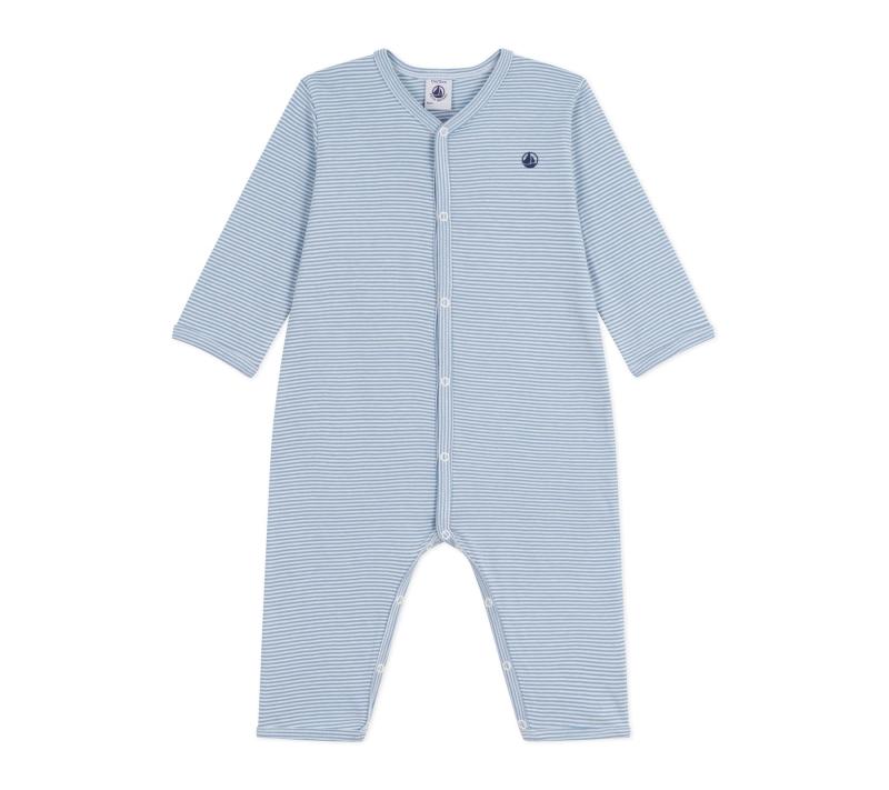 [プチバトー] 足なしロンパース A0EB6 ライトブルー/オフホワイト 12ヶ月 74cm