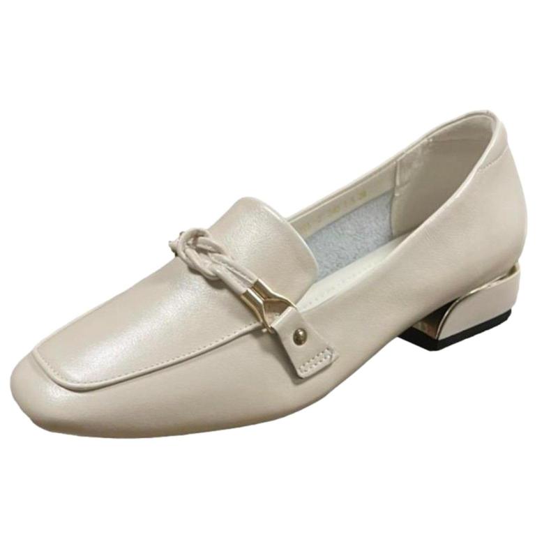 [イヴエヴァン] 本革 ビットパンプス ローファー 幅広 3cm 太ヒール 3E 低反発インソール 歩きやすい 22.5～25cm レディース EE36