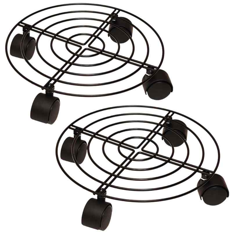 TikTrunk フラワースタンド キャスター付き 鉢置き台 移動 植木鉢 観葉植物 屋内 室内 おしゃれ 金属製 ブラック 27cm