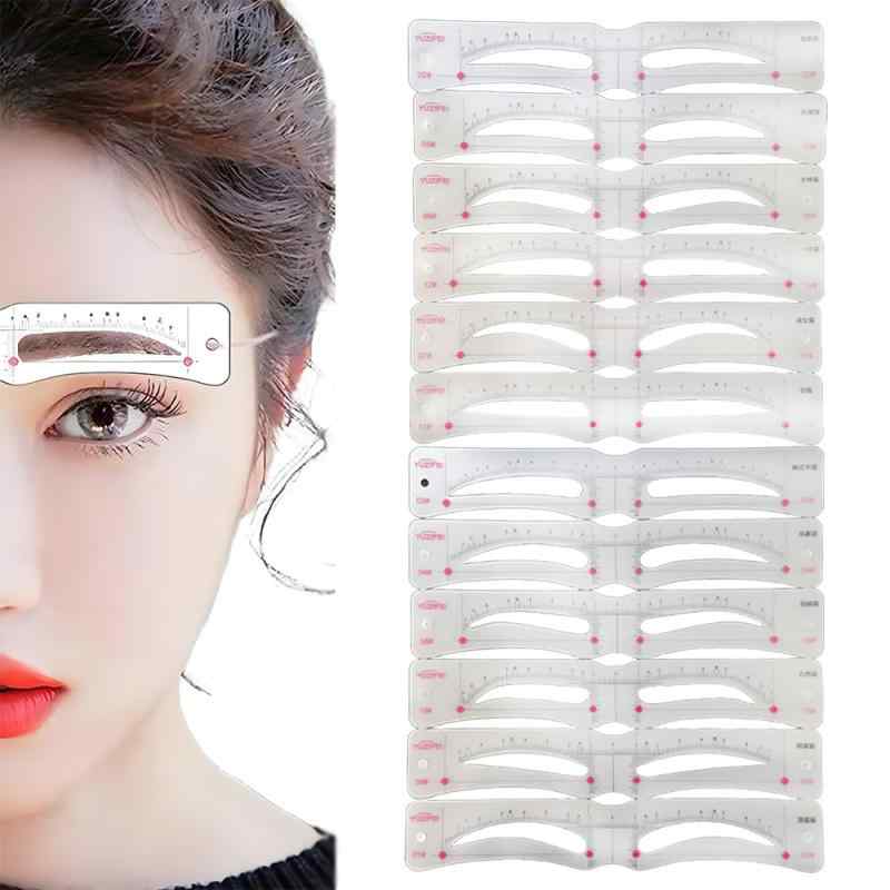 TUMETINSS 眉毛テンプレート レディース メンズ 眉毛プレート 眉毛ステンシル 眉毛ガイド 眉毛シール 初心者用 簡単に描ける 眉毛メイクツール 化粧道具 12種類セット