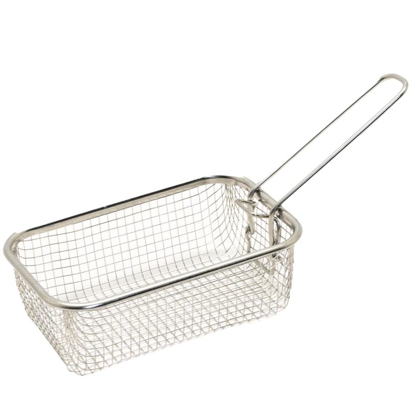 every U. 揚げざる 折りたたみ式 角型 フライヤー バスケット 油切りざる フライバスケット フライドポテト 唐揚げ 角型天ぷら鍋用 ステンレス 片手 取っ手付き 野菜 湯切り