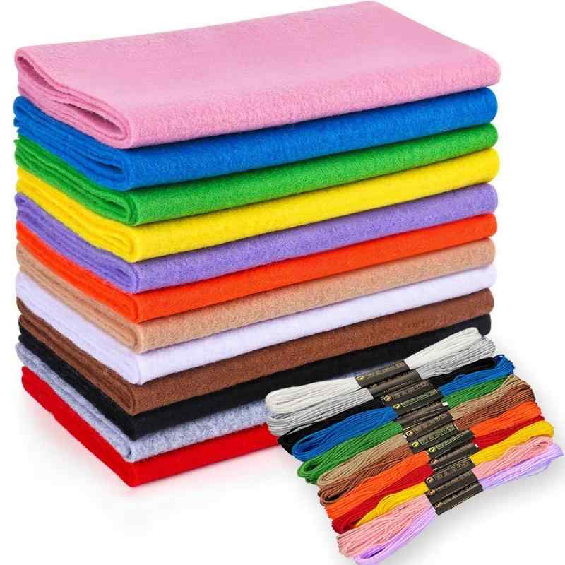 Wonninek カラーフェルト フェルト 生地 無地 20.5cm×90cm 不織布 羊毛 厚み1.4mm 柔らかいタイプ DIY クラフト 手芸用 毛氈 カラー豊富 手芸用 材料 幼稚園の装飾 手作り 12枚セット