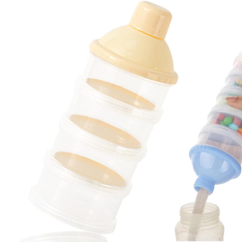 OKAWASI ベビーミルクケース ミルクボックス 離乳食保存容器 4層 粉ミルクケース 積み重ね可能