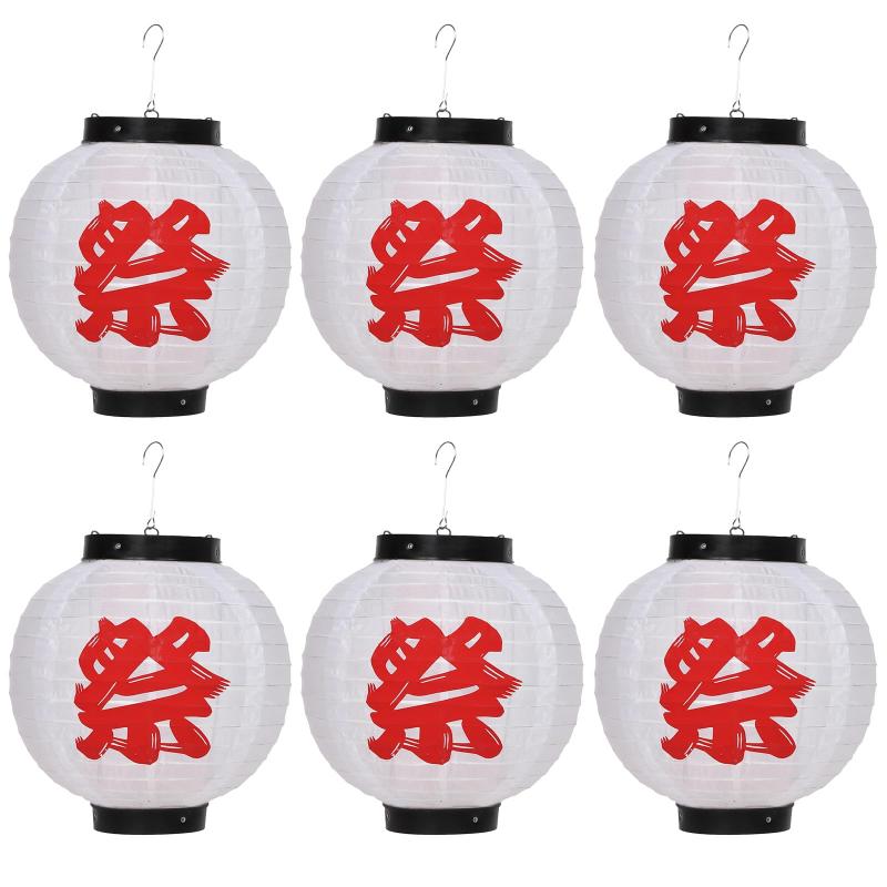 [なないろ館] お祭り ちょうちん 6個セット ナイロン製 提灯 七夕 花火大会 装飾 夏祭り 文化祭 屋台 赤ちょうちん お神輿 みこし
