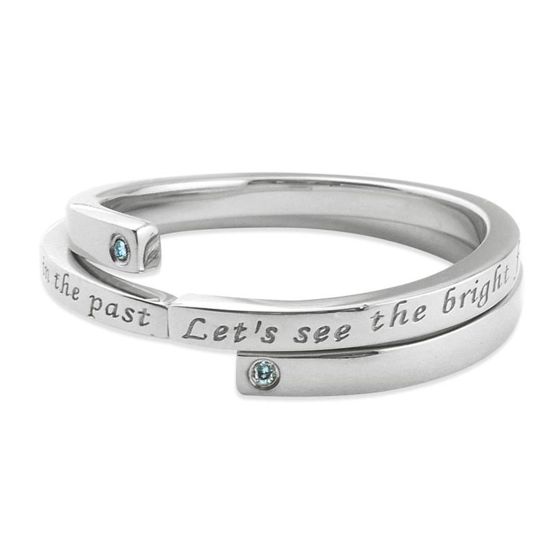 ペアリング ステンレス アクセサリー 指輪 ジュエリー 繋がるメッセージ ブルーダイヤモンド アンティーク加工 誕生日 記念日 プレゼント ギフト