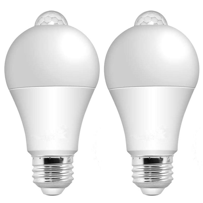 Rakuten - LED電球 E26人感センサー 電球色 60W形相当 7W 700lm 明暗センサー付き 消し忘れ防止 自動点灯 高輝度 AC100V 非調光 省エネ PSE認証済み 2個入