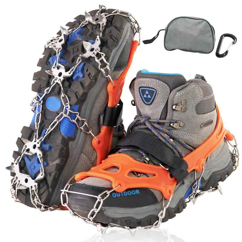 Rakuten - 【山岳ガイド監修】 アイゼン チェーンスパイク 19本爪 10本爪 カラビナ付き 登山 雪山 トレッキング 軽量 滑り止め 収納袋付き 日本ブランド SanSigma