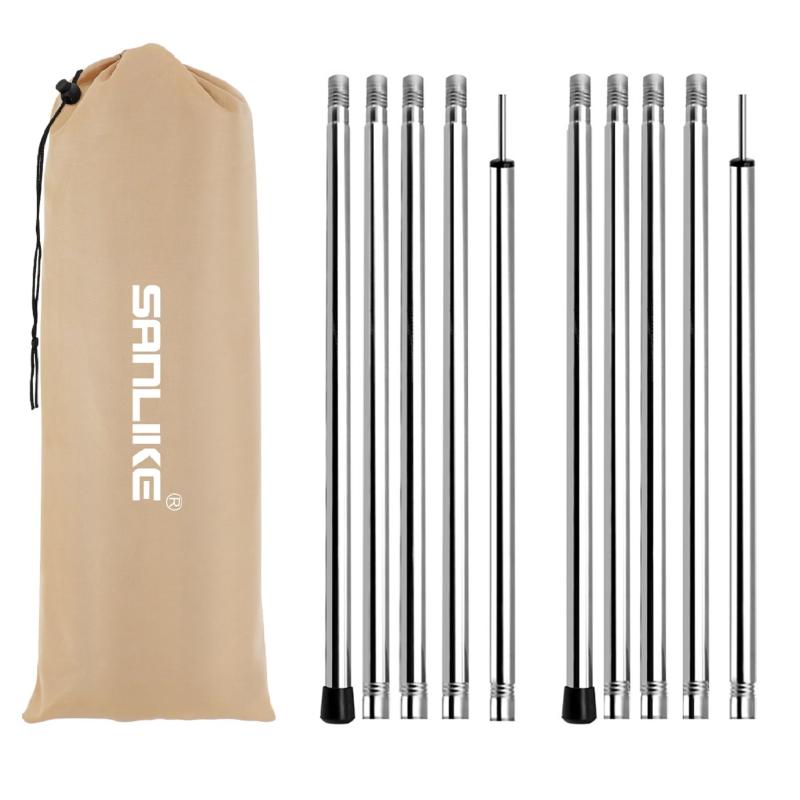 Tents, Tarps - サンライク(SANLIKE) タープポール テントポール 全長約190cm ステンレス素材 キャノピーポール 分割式 コンパクト テントを支える サブポールとしても キャンプ 設営 収納袋付き 2本セット