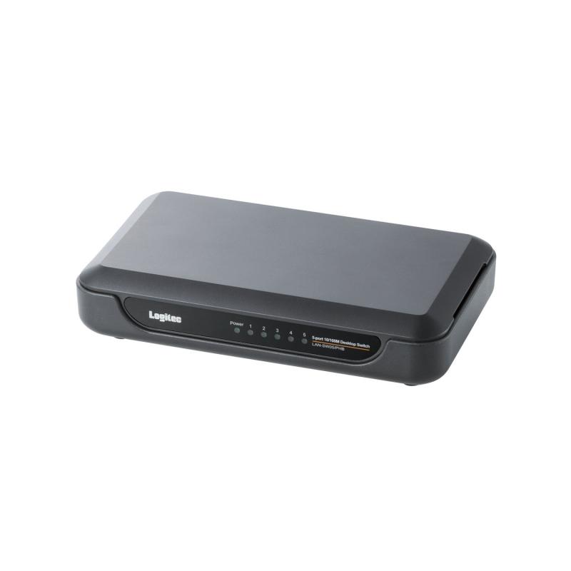 SHARP - Logitec 10/100BASE-TX イーサネットHUB 電源外付 プラスチックケース 5ポート LAN-SW05/PHシリーズ