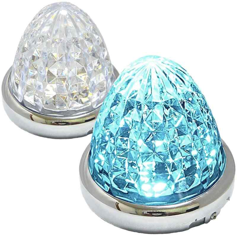 乐天商城 - Customize（カスタマイズ） 24V トラック用 LED マーカーランプ サイド マーカー メッキリング 8面クリスタルカット仕様 16LED 汎用 2個 セット ブルー/イエロー/レッド/ホワイト/アンバー 各色