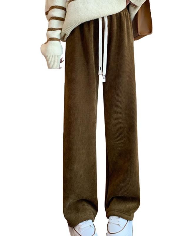 Rakuten - [ASARANS] ロングパンツ パンツ コーデュロイ レディース 裏起毛 リブ ウエストゴム 秋冬 カジュアル 楽ちん 無地