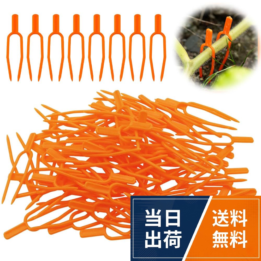 【商品詳細】100pcsプラントクリップ 。サイズ:長さ6.5cm。 カラー:オレンジ 。植物を固定するのに最適です。（人工数、誤差3-5個は正常範囲に属する ）。【高品質材質】材質:プラスチック。これらの植物取り付けクランプは、高い靭性、耐久性、耐食性、無毒性および無味の環境保護材料でできています。。【機能の使用】栽培期間を効果的に調整。畑に植物の茎を均等に広げ、空間と日光を最大限に利用し、植物が絡み合うのを避ける。スイカのつる、いちごのつる、ストロンの植物などでの固定フォークです。再利用可能。丈夫で、柔軟で鋭いクロスステッチ、簡単ではなく壊れて長続きがする、速く土に挿入されます。。【使いやすい】小型で繊細なハンドルデザイン、操作が簡単で、時間とエネルギーを節約できます。 頑丈で、柔軟性があり、鋭利で、壊れにくく、耐久性がある。スイカのつる、いちごのつる、ストロンの植物などに使用するのに最適です。。【その他の機能】茎と苗をしっかりつかんで、風がメロンを吹き、若いメロンを粉砕するのを防ぐために。植物の成長はメロンの成長を促進するためにつるを押すことによって制御されます。つるを制御することによって、それはメロンを制御するのに役立ちます。植物サポート 園芸クリップ 固定フォーク イチゴフォーク ガーデンツール 植物固定クリップ つる植物 固定フォーク 固定植物クリップ DIY 工具 園芸用 誘引作業 支柱 園芸用便利クリップ 園芸用 つる植物 農業 再利用可能【100個入り】