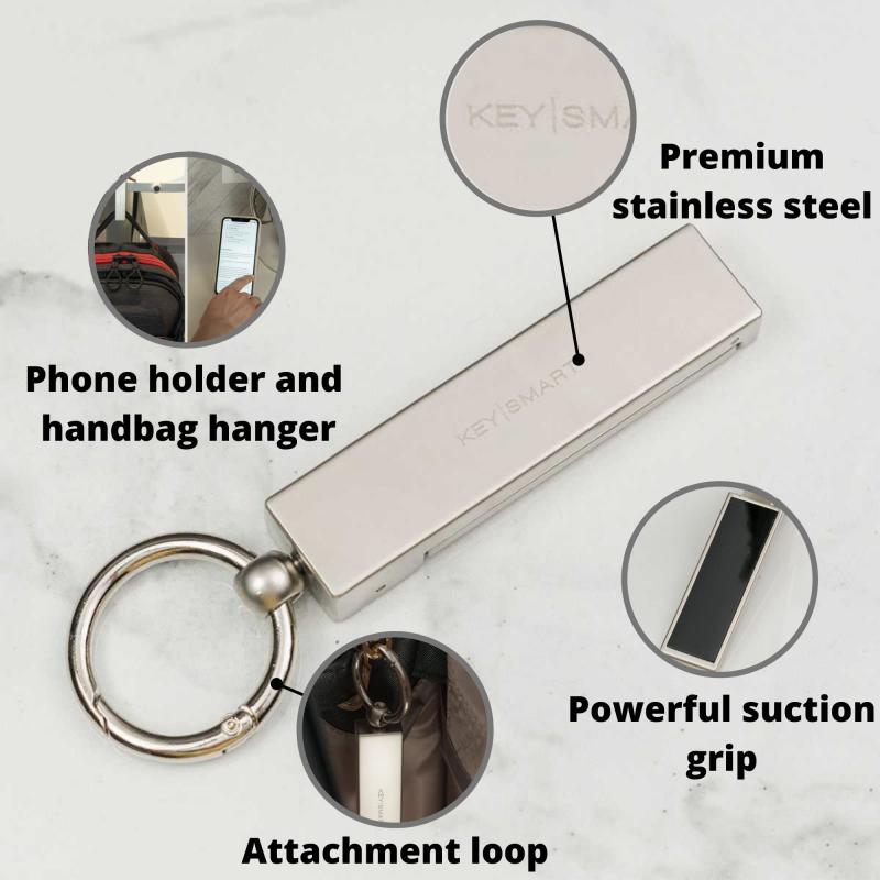 KeySmart(キースマート) BagHang＋ テーブルフック バッグハンガー バッグフック 鞄かけ フック バッグ ハンガー＆スマホスタンド（シルバー） 2