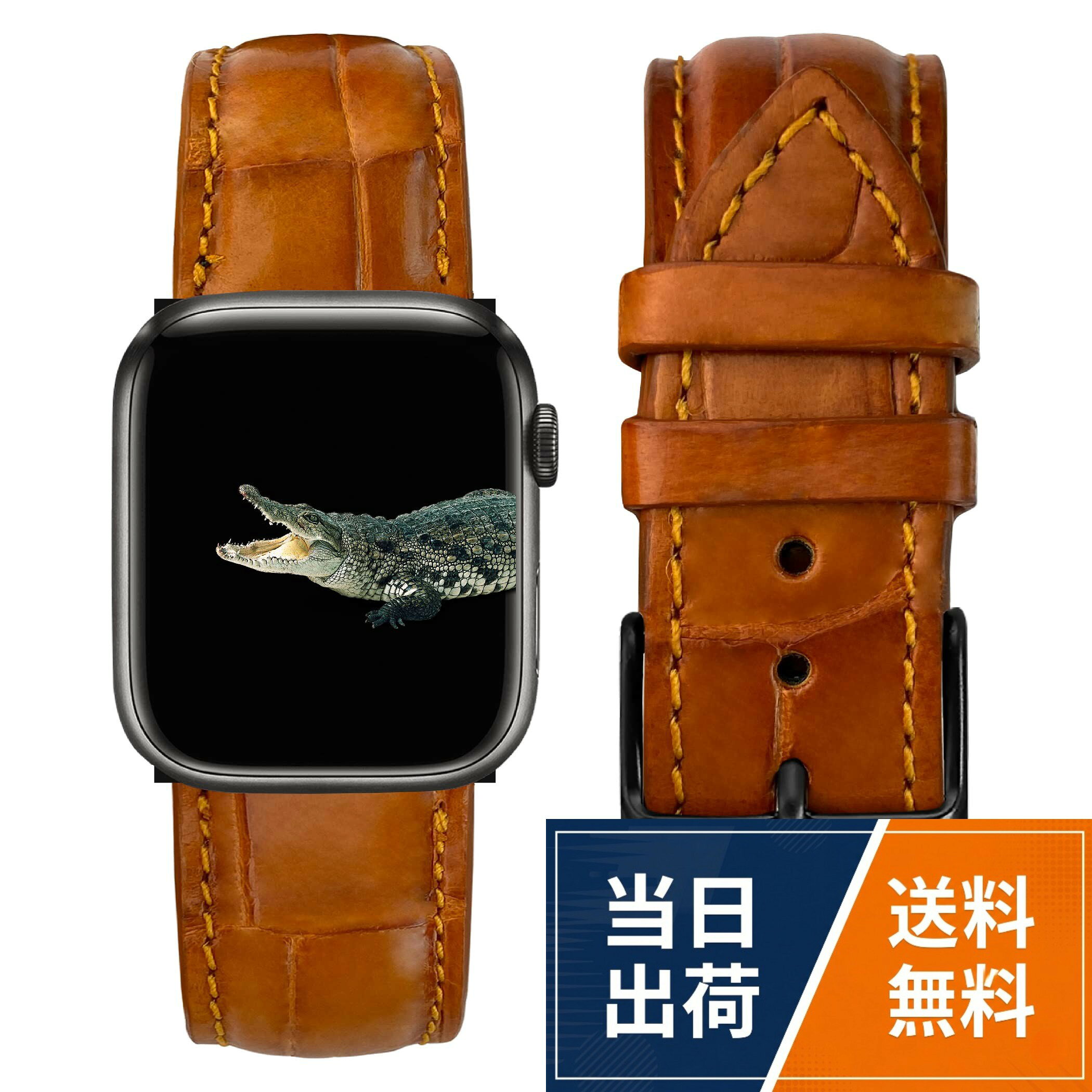 コンパチブル アップルウォッチ バンド クロコダイル時計ベルト コンパチブル Apple Watch バンド 49mm 45mm 44mm 42mm 41mm 40mm 38mm 交換ベルト Series 11 10 9 8 7 6 5 4 3 2 1 Ultra SE に対応