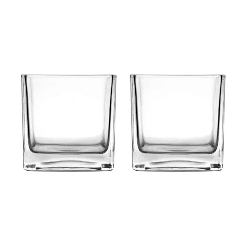 YARNOW 2個セット ガラス製水耕栽培容器 スクエア型透明ガラス鉢 10.00X10.00X10.00Cm デスクトップグリーン植物用 インテリア装飾 ハイドロチャー対応