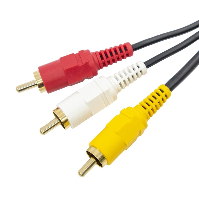Rakuten - 簡易包装品 ビデオコード 3ピン - 3ピン RCA ケーブル 5m ゴールドプラグ 国内検品 テレビ ビデオデッキ ゲーム機 など