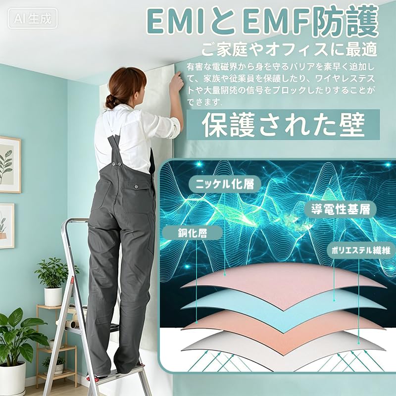 selectableの【送料無料】wowjimi 電磁波遮断シート 110cm×100cm RFID防止 電磁波干渉防止シート 信号シールドカバー 防護布 導電布 特殊生地 放射線防止 自由に裁断可能 電磁波遮断 電磁波防護 信号遮断｜アングル3