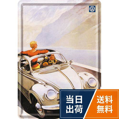 フォルクスワーゲン VW Cabrio/ポストカード はがき (ブリキ製) / モダン