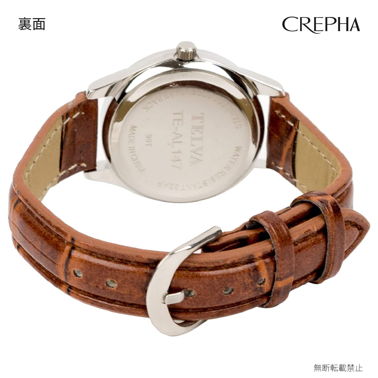 selectableの【送料無料】CREPHA(クレファー) 腕時計 受験 対応 秒針 静か アナログ 日本製クォーツ レディース 3気圧 防水 シンプル 見やすい 革ベルト バンド幅 14mm 社会人 高校生 中学生｜アングル2