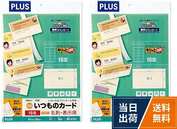 プラス 名刺用紙 いつものカード キリッと片面 A4 10面