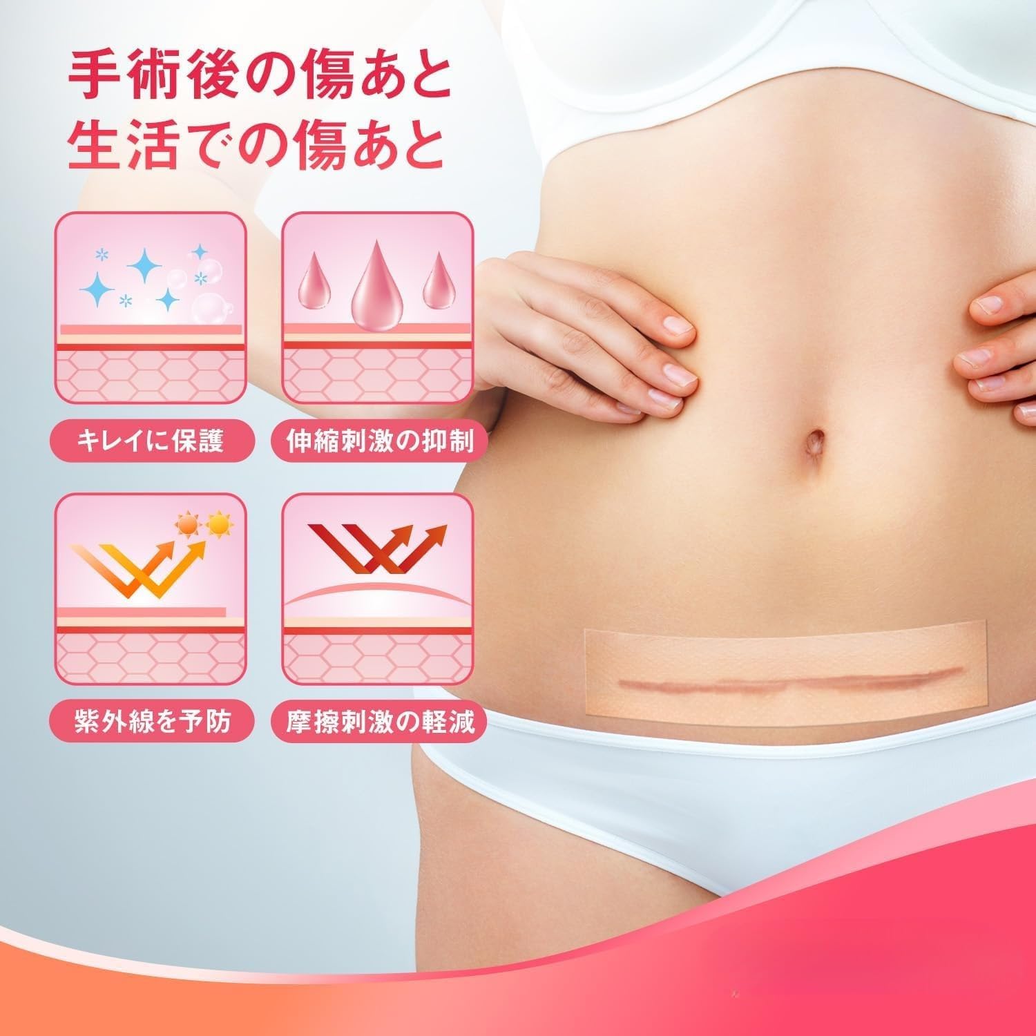 selectableの【送料無料】シリコンゲルテープ 大容量 傷跡ケアテープ ロールタイプ 手術後の傷あとケア ケロイド対策 帝王切開 傷あとケアテープ 4×150cm｜アングル2