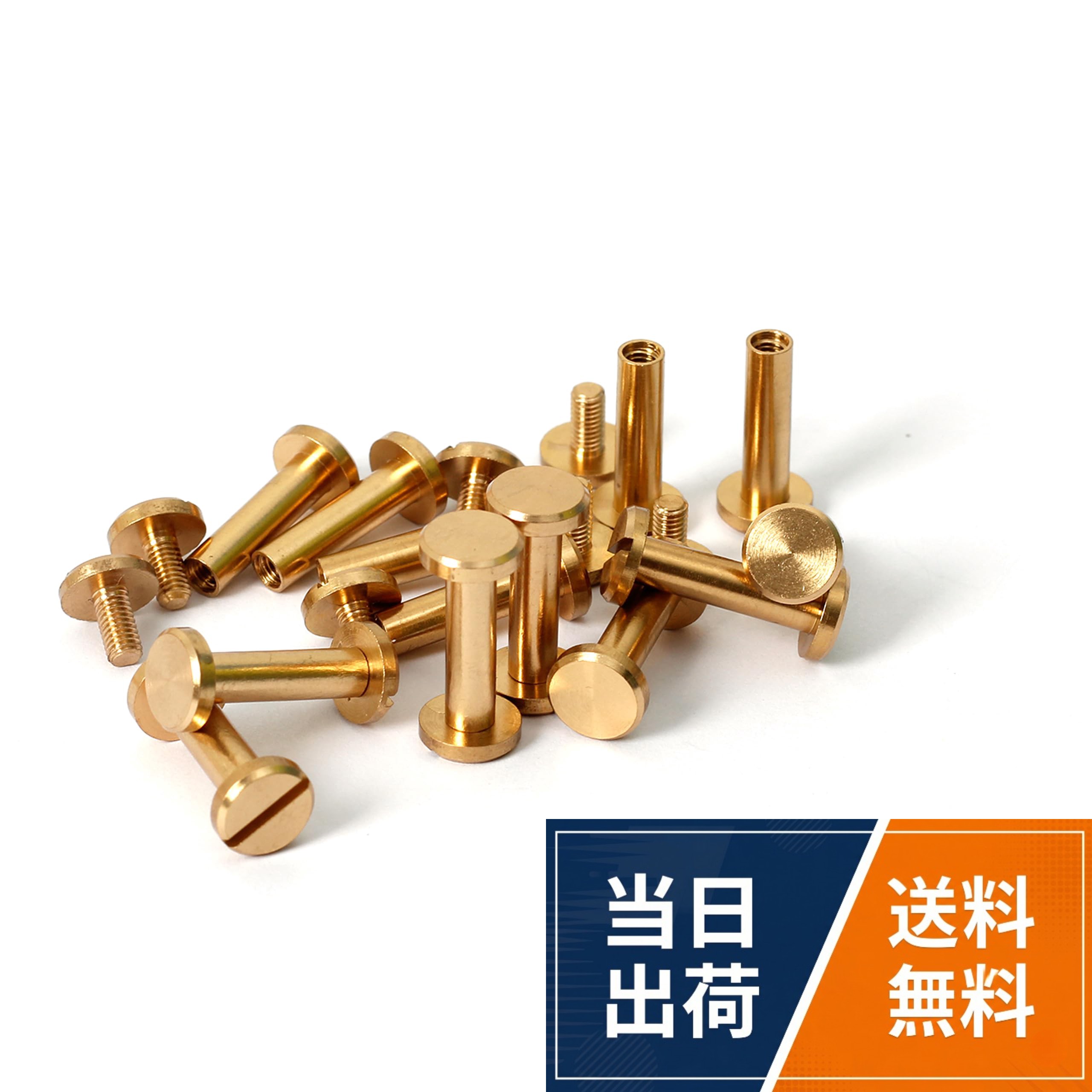 【送料無料】シカゴスクリュー 真鍮 8×4×15mm 12個 バッグ ベルト カバン 修理 レザークラフト DIY ハンドメイド パーツ