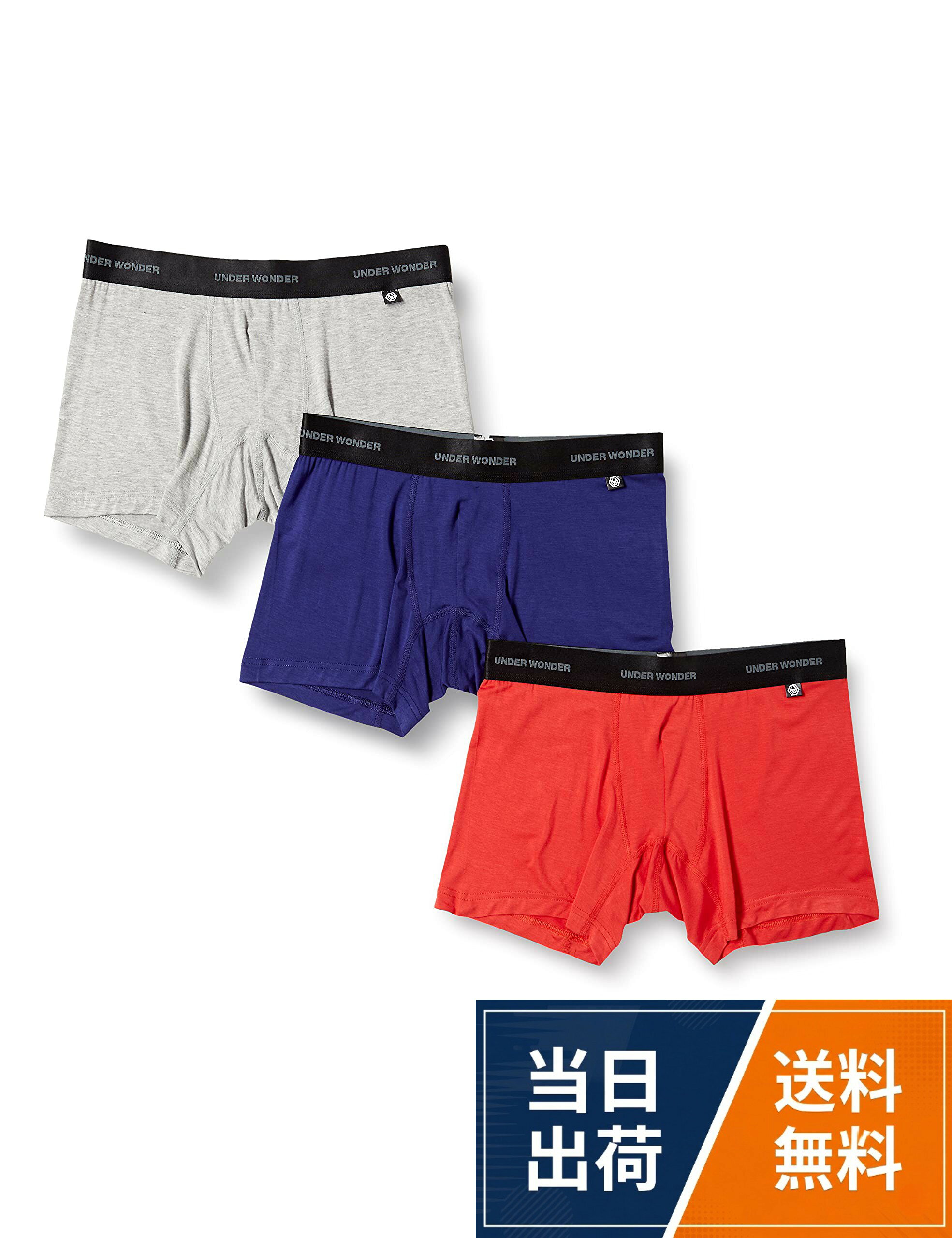 SIZE:M ウエスト メーカー表示サイズ:76cm ~84cm。SIZE:L ウエスト メーカー表示サイズ:84cm ~94cmUNDER WONDER(アンダーワンダー) アンダーウェアギフトボクサーパンツ メンズ 3枚セット HD6271B301メンズ / クラシック