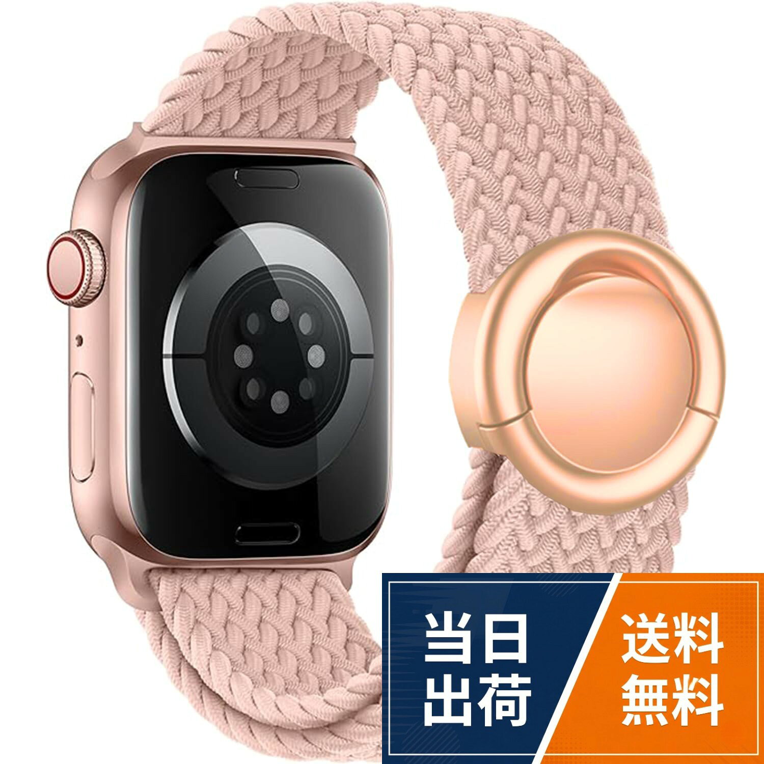 Issinlky 編み込みバンド ソロループ Apple Watch バンド 38mm 40mm 41mm 42mm 44mm 45mm 46mm 49mm 対応 ストラップ 伸縮性 ラウンドバックル iWatch Series 11 10 9 8 7 6 5 4 3 Ultra 2 1 SE用