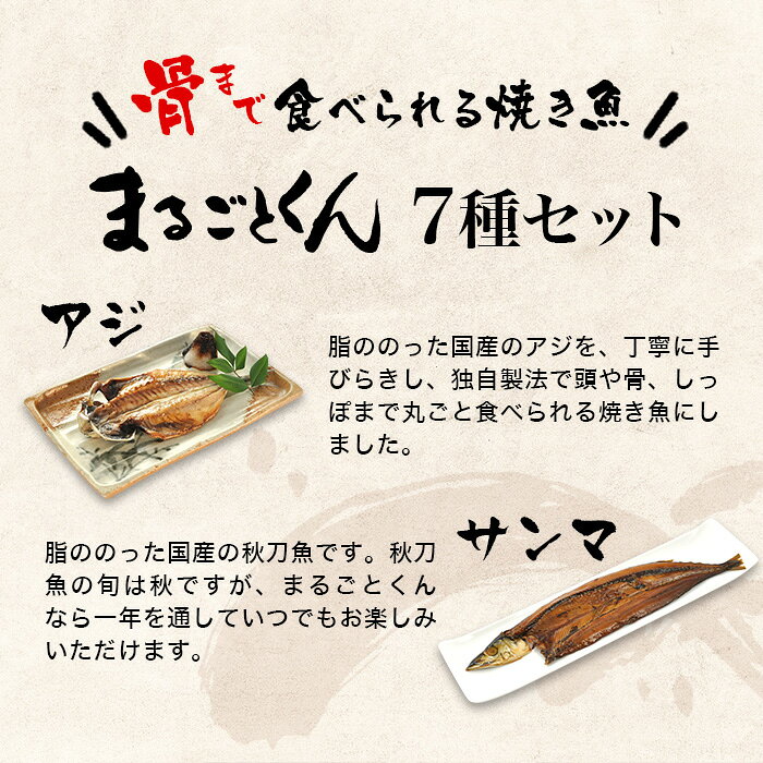 静岡グルメ セレクトフードコパンのまるごとくん ［静岡沼津］ひもの まるごとくん　7種類（真あじ干物、さんま干物、かます干物、金目鯛干物、ほっけの干物、鰯（いわし）の干物、カレイの干物）セット（送料込）｜アングル2