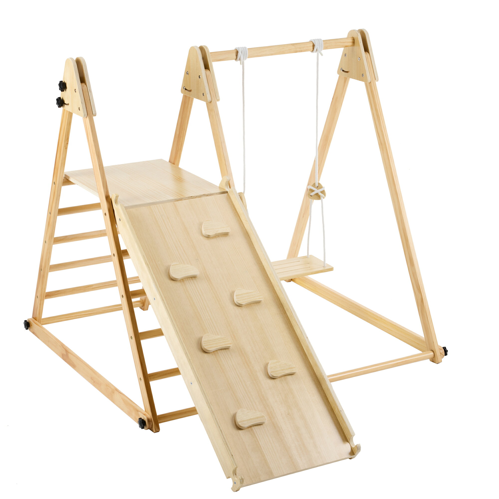 Product Type: Single Box Product颜色: Natural材质: WoodPackage Size (厘米): 123 * 44 * 10.5Package Weight (千克): 17.5Product Features【コンパクト収納】折りたたみができるから、コンパクト収納できます。【一年中遊べる】雨の日や、夏の日差しが強い日、冬の寒い日でも、お家で、思いっきり遊べます。 家の中で、親御さんに見守られることで、お子様も安心して遊ぶことができます。【機能満載】一台で5つに遊びが楽しめます。機能はA面すべり台、B面クライミングウォ一ル、 ブランコ 、 鉄棒、ジャングルジムです。【安全面にもこだわっています】しっかりしたフレーム構造です。 表面をツルツルにします。 角丸加工です。 安心安全な塗料です。 安全の間隔があります。【知育にオススメ】遊びを通じて様々な能力が身に付きます。運動力、想像力、好奇心などを育んだり、兄弟姉妹で遊ぶ中で社会性を養う事にも繋がります。【ご注意】商品の色は、ご使用のモニターによっては実際の色と異なる場合がございますので、予め御了承ください。Description製品情報本体サイズ 全体サイズ：122*182*115.5cm 折りたたみサイズ：122*25*129cm 滑り台サイズ：115*39.5cm ブランコサイズ：35*20cm材質 ニュージーランド産パイン材、ケヤキ、ベニヤ板備考 耐荷重：約40kg 対象年齢：2-7歳 カラー：ナチュラル1年保証仕様 組立品です 組立時間：約30分補足説明 組み立て後は定期的にナットの緩みがないか確認してください。 平らな場所でご使用ください。 お子様が遊ばれる際は、保護者が付き添い、安全にご注意ください。