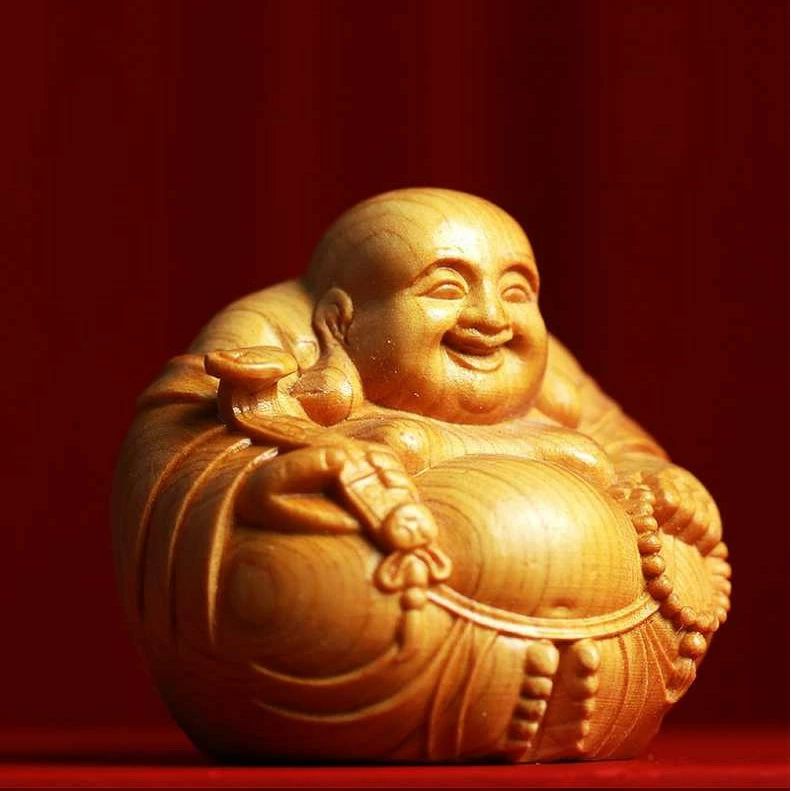 縁起物 木製 ギフトボックス(笑顔の布袋様) 床 大人気 幸運UP 布袋様 祈願 招財 トゥジャ ラッキー ミニ お守り 財運 置物 風水グッズ 新年 開運祈願 プレゼンド 七福神 仏像 木彫り 運気上昇 玄関 ギフト 招福 金運 ハッピー