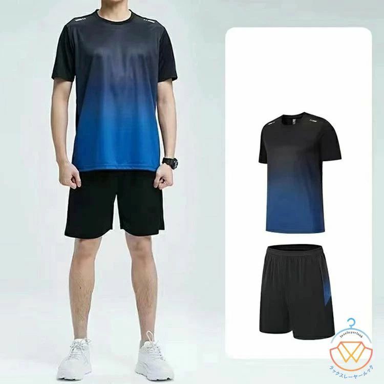 セレクトギアマーケットのフィットネス 日焼け防止 セパレート ビーチ 上下セット スポーツウェア ランニングウェア プール メンズ水着 速乾 半袖 水陸両用 海 UVカット 接触冷感 メンズ スポーツ 男性 水着 フィットネスウェア 体型カバー ランニング｜アングル3