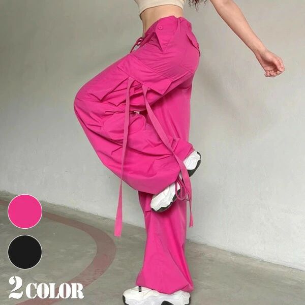カーゴパンツ ワイドパンツ ドロストパンツ バギーパンツ 無地 ピンク ブラック 黒 ダンス 衣装 ヒップホップ コスチューム 韓国ファッション 大きいサイズ ボトムス パンツ 個性的 selectgearmarket-10001357 セレクトギアマーケット サンプル画像3