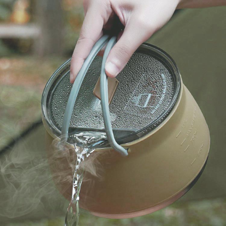 やかん ケトル 釣り シリコンケトル 1L キャンプ IH対応 シリコン製 アウトドア 折...