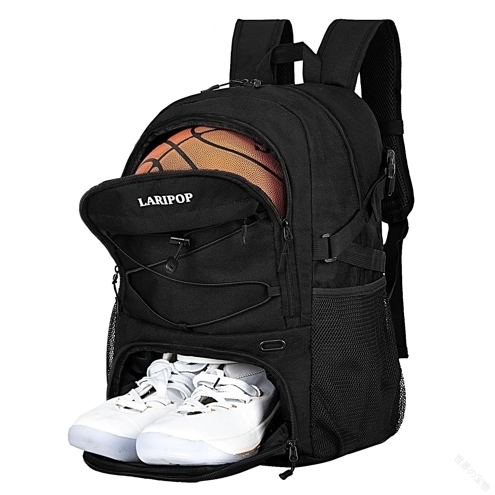 【高品質】バスケットボールバッグは、滑らかなジッパーと軽量の耐久性のあるナイロン生地で作られています。【複数のポケット】：メインコンパートメントにはPVCポケットがあり、アイテムが濡れたり汚れたりするのを防ぎます。前面の隠しジッパーポケットには携帯電話や財布などを収納できます。2つのサイドのメッシュポケットにはウォーターボトルや傘を収納できます。【球コンパートメント】バスケットボールリュックの?には、バスケットボール、サッカー、バレーボールを収納できます。バスケバックパックは、スポーツ用品を整理し、日常の練習や競技に最適です。【持ち運び便利】ダブルショルダーストラップは調節可能で人間工学に基づいており、快適さが長時間続きます。さらにボールを押さえるスナップバックルベルト付き。歩いたり走ったりする時ボールが跳ねる様な感覚を大幅に軽減し、背負い心地もバツグンです！！ .バスケ リュック バスケットボール バッグ サッカー ボールケース バックパック スポーツバッグ として使える シューズ収納 軽量 大容量 多機能 ボール収納 の 便利 な 収納 バッグ です。学生 大人 少年用 に対応し、通勤 通学 部活 旅行用 など 幅広い シーン で 活躍 します。。 指定された配送時間は承っておりません。【世界の宝物】【高品質】バスケットボールバッグは、滑らかなジッパーと軽量の耐久性のあるナイロン生地で作られています。【複数のポケット】：メインコンパートメントにはPVCポケットがあり、アイテムが濡れたり汚れたりするのを防ぎます。前面の隠しジッパーポケットには携帯電話や財布などを収納できます。2つのサイドのメッシュポケットにはウォーターボトルや傘を収納できます。【球コンパートメント】バスケットボールリュックの?には、バスケットボール、サッカー、バレーボールを収納できます。バスケバックパックは、スポーツ用品を整理し、日常の練習や競技に最適です。【持ち運び便利】ダブルショルダーストラップは調節可能で人間工学に基づいており、快適さが長時間続きます。さらにボールを押さえるスナップバックルベルト付き。歩いたり走ったりする時ボールが跳ねる様な感覚を大幅に軽減し、背負い心地もバツグンです！！ .バスケ リュック バスケットボール バッグ サッカー ボールケース バックパック スポーツバッグ として使える シューズ収納 軽量 大容量 多機能 ボール収納 の 便利 な 収納 バッグ です。学生 大人 少年用 に対応し、通勤 通学 部活 旅行用 など 幅広い シーン で 活躍 します。。 指定された配送時間は承っておりません。【世界の宝物】