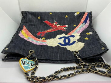 人気のヴィンテージ!【中古】【送料無料】【SELECTHOUSE☆セレクトハウス】【YDKG-k】【smtb-k】【W3】シャネル・飛行機デニム・CHANELトートバッグ