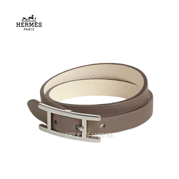 楽天SELECT HOUSE新品 お取り寄せHERMES エルメスブレスレット 《Bracelet Behapi Double Tour》【正規店直接買付品】エルメスレディースアクセサリーブレスレットベージュホワイトシルバーレザーH064647CKCDT1