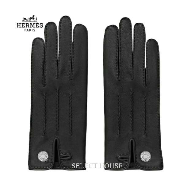 エルメス　手袋（レディース） 新品 お取り寄せ【お取り寄せ】Hermèsエルメスグローブ Gants Nervures Droitesレディース小物グッズ手袋ブラックレザーシルクH002698G 01070ギフト　記念日　誕生日